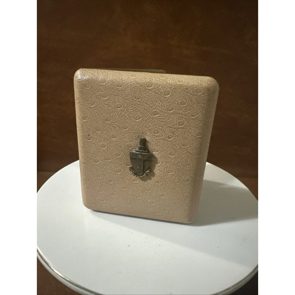 Vintage 1940s 1950s Ostrich Leather Photo Case Red Velvet With Emblem